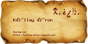 Kállay Áron névjegykártya